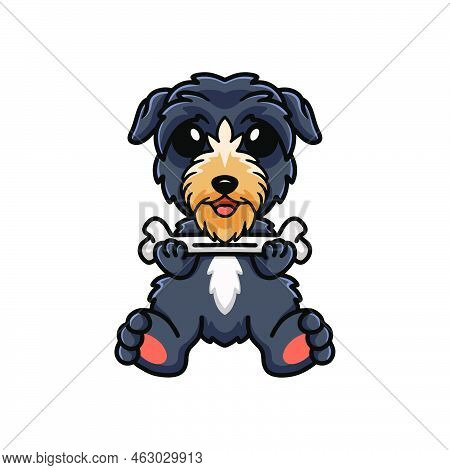 Vector Illustration Of Cute Deer Hound Dog Cartoon Holding A Bone