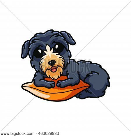 Vector Illustration Of Cute Deer Hound Dog Cartoon On The Pillow