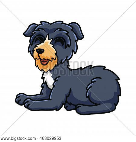 Vector Illustration Of Cute Deer Hound Dog Cartoon Lying Down
