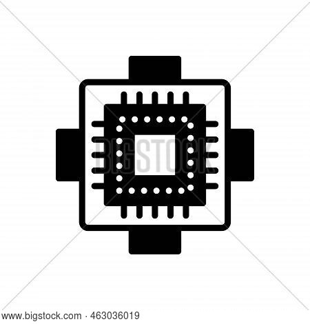 Black Solid Icon For Processors Chipset Board Chip Circuit Device Electronic Memory Microchip Mother