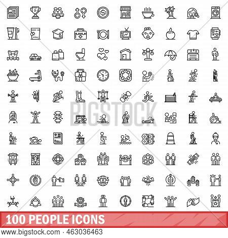 100 People Icons Set. Outline Illustration Of 100 People Icons Vector Set Isolated On White Backgrou