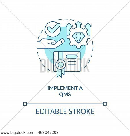 Implement Qms Turquoise Concept Icon. Quality Management System. Improving Product Abstract Idea Thi