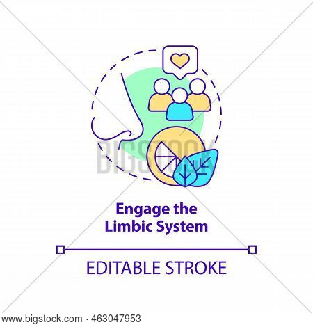 Engage Limbic System Concept Icon. Sensory Marketing Strategy Abstract Idea Thin Line Illustration. 