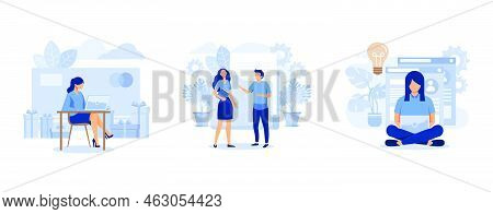 Online Shopping, Data Processing,  Girl Designer Freelancer Develops Business Application Online Onl