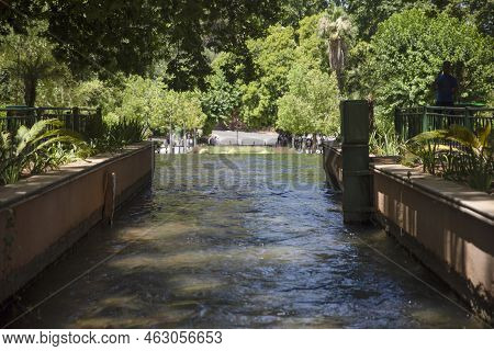River Of The Waterfall Of Ain Asserdoun From Where The Water Of The Freshwater Spring Gushes And Is