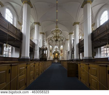 Copenhagen, Denmark. October 2022. Interior View Of The  Holy Spirit Church In The City Center