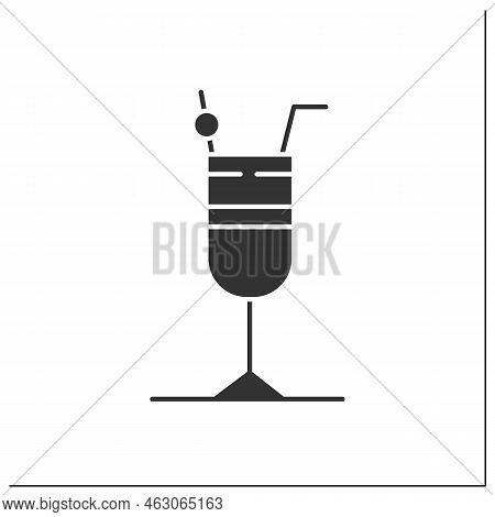 Cocktail Glyph Icon. Alcohol Stemware. Party Drink. Restaurant, Bar Menu. Summer Long Drink. Cocktai