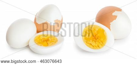 Boiled Egg And Half Isolated On White Background