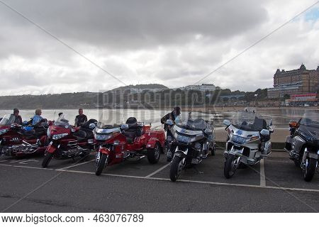 Scarborough, North Yorkshire, United Kingdom - 11 September 2022: Honda Gold Wing Motorcycles And Bi