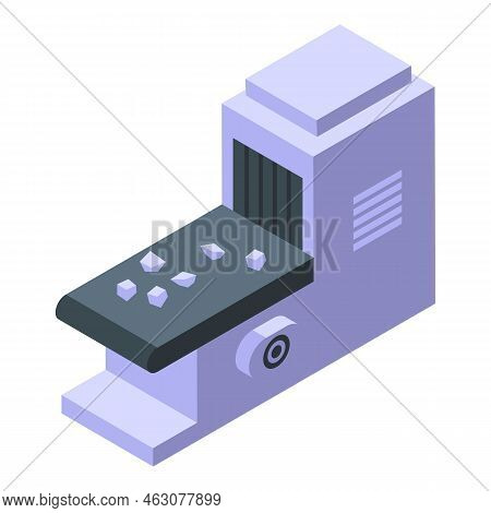 Quarry Stone Line Icon Isometric Vector. Mine Truck. Bulldozer Machine