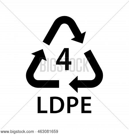 Plastic Recycling Symbol Ldpe 4 , Plastic Recycling Code Ldpe 4, Vector Illustration