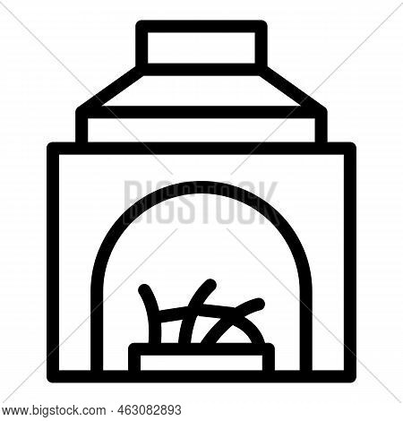 Wood Fireplace Icon Outline Vector. Furnace Burning. Stove Air