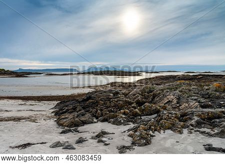 Summer Sunset,traigh Beach And Distant Isles,arisaig,lochaber, Inverness-shire,scotland,uk.
