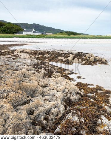 Traigh Beach,deseted, At Sunset And View Across The Bay,arisaig,scotland,uk.