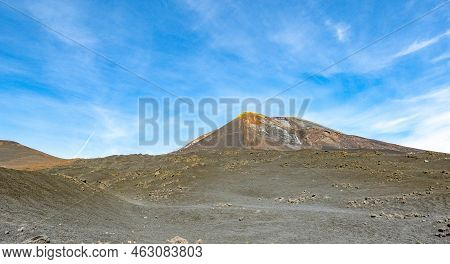 View From Funivia Del Etna Cable Railway To Etna Volcano. Sicily, Italy