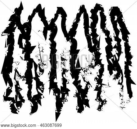 Hand Drawn Doodle Abstract Pattern In Black And White Style, Texture Background. Figures Shape Of Gr