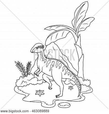 Hand Drawn Of Stegoceras In Line Art
