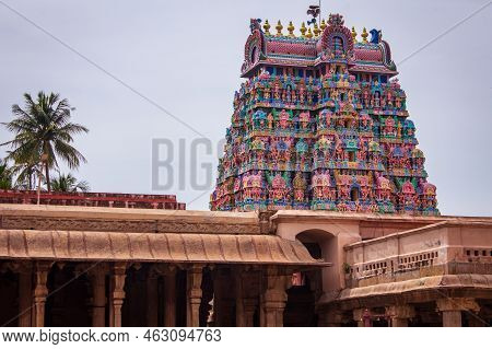 View Of The One Of The Towers Of Jambukeswarar Temple, Thiruvanaikaval Which Represent Element Of Wa