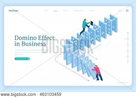Domino Effect In Business. Concept Of Changes And Actions That Bring Disruption Or Success. Vector L