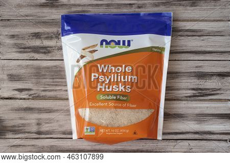 Irpen, Ukraine, September 23 20222, Now Foods, Whole Psyllium Husks, Illustrative Editorial.