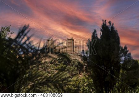 The Fabulous Kasbah Of Beni Mellal With A Reddish-orange Sky Overlooking The Moroccan City From The