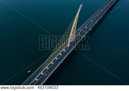 Aerial Shot Of Jaber Alarmed Bridge In Kuwait