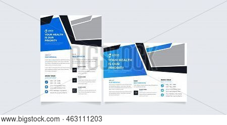 Corporate Healthcare Cover A4 Template Design And Flat Icons For A Report And Medical Brochure Desig