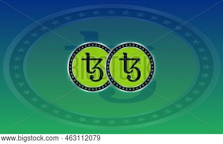 Tezos-xtz Virtual Currency Images. 3d Illustration. Coin Logo.