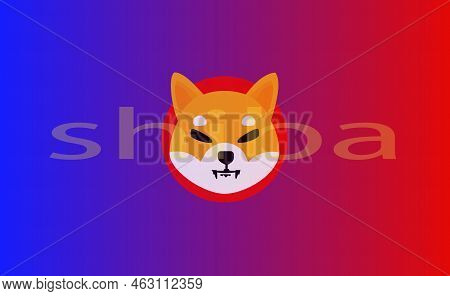Shiba Virtual Currency Visuals On A Colorful Background. 3d Illustrations.