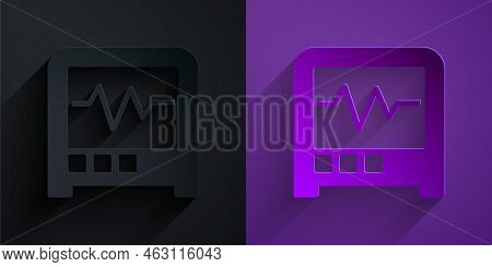 Paper Cut Seismograph Icon Isolated On Black On Purple Background. Earthquake Analog Seismograph. Pa