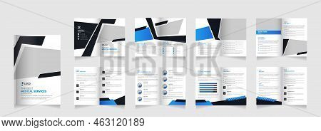 16 Page Medical Brochure Template, Healthcare Annual Report, Hospital Business Profile Template Layo