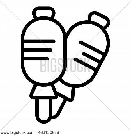 Hot Corn Dog Icon Outline Vector. Corndog Stick. Sauce Fried