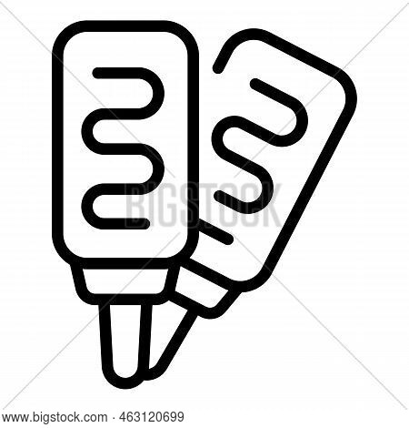 Sausage Corn Dog Icon Outline Vector. Corndog Stick. Sauce Cheese