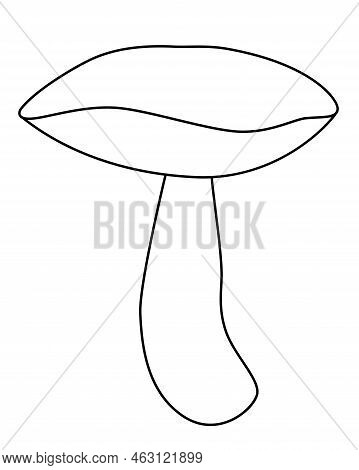 Forest Mushroom Lactarius - Vector Linear Picture For Coloring. Outline. Forest Edible Mushroom For 