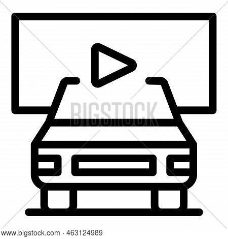 Car Movie Icon Outline Vector. Auto Show. Cinema Screen