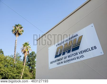 Glendale, California, Usa - October 7, 2022: A California Dmv Sign On The Department Of Motor Vehicl