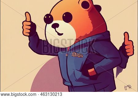 Cool Hip Anthropomorphized Beaver Mascot Character Doing Thumbs Up