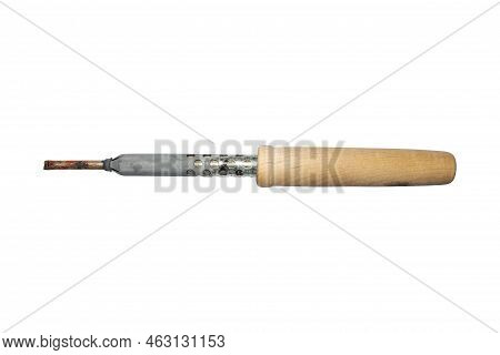 The Soldering Iron Is Insulated On A White Background.soldering Iron Used For Tinning And Soldering 