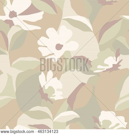 Vector Flower And Leaf Layers Illustration Seamless Repeat Pattern