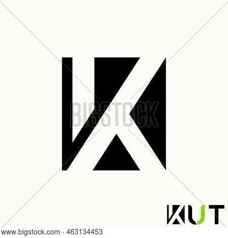Simple And Unique Letter Or Word K Cut Font On Square Block Or Negative Space Image Graphic Icon Log