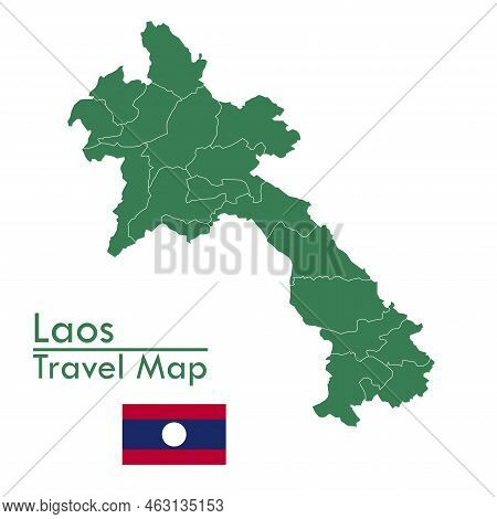 Map - The Green Map Of Laos Divides Each City And Territory Separately.
