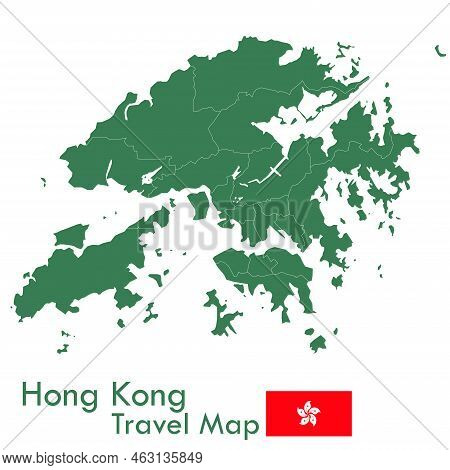 Map - The Green Hong Kong Map Divides Each City And Its Territories Separately.