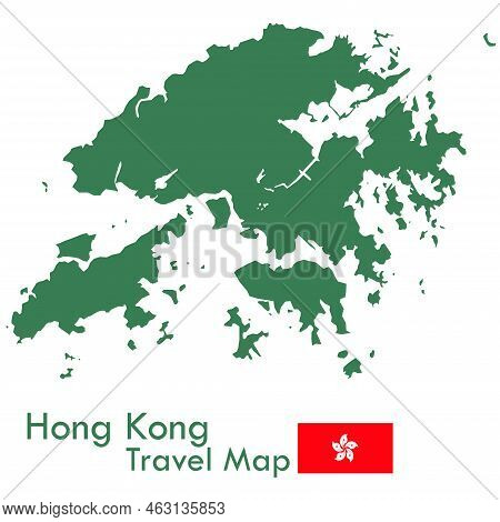 Map-green Hong Kong Map With National Flag.
