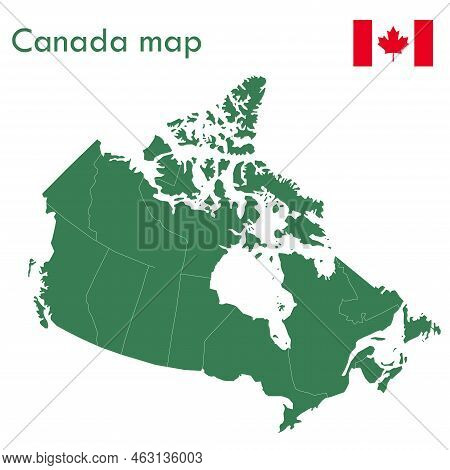 Map - The Green Canada Map Divides Each City And Territory Separately.