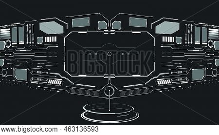 Hud Visualization User Interface Control Panel Vector Background. Abstract Ui Element Screen Display