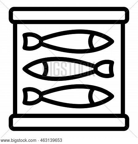 Herring Tin Can Icon Outline Vector. Oil Food. Marine Box