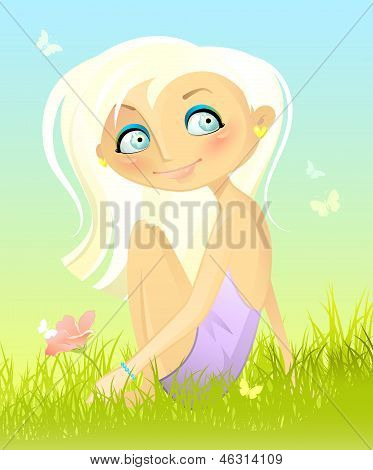 นั่งบนหญ้า