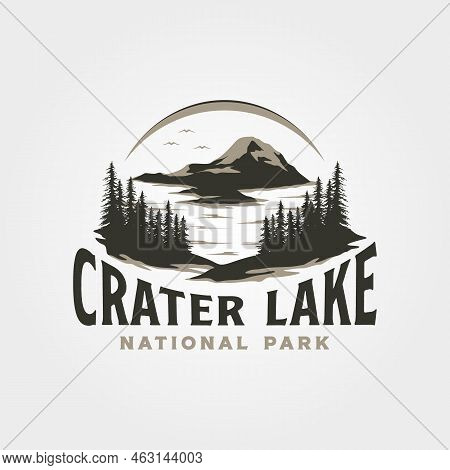Crater Lake National Park Logo Vector Vintage Illustration Design