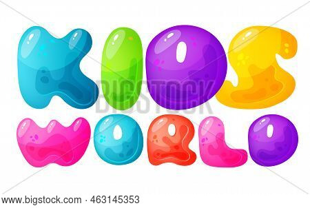 Kids Zone Vector Cartoon Banner. Colorful Letters For Childrens Playroom Decoration. Sign For Childr