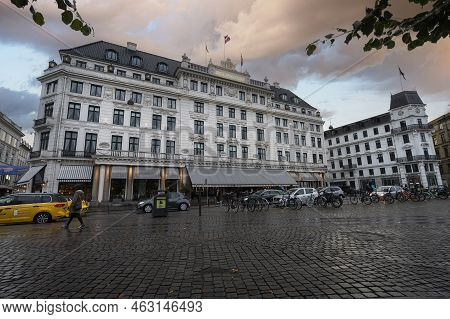 Copenhagen, Denmark. October 2022. External Vieww Of The Facade Of Hotel D'angleterre Building In Th